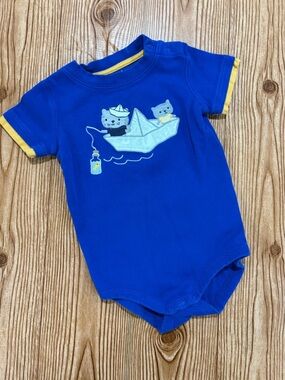 7/$20 Gymboree Blue Nautical Kitty One-Piece Short Sleeve Bodysuit Onesie